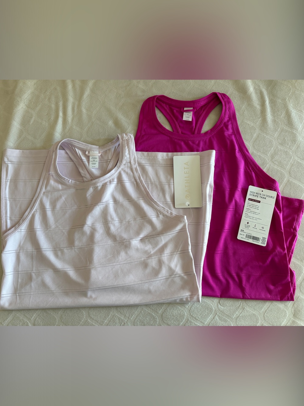 Athleta Racerback Tanks in Light Pink and Fuchsia